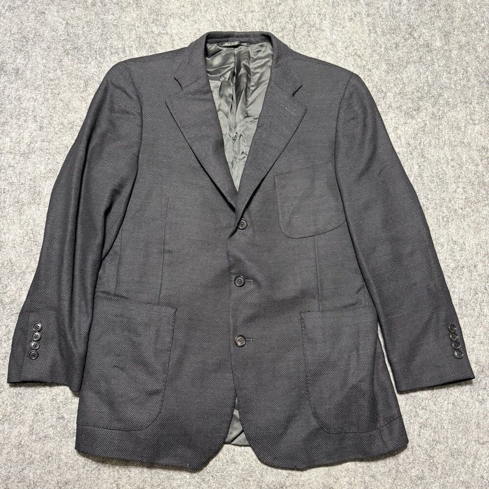 Vintage Ermenegildo Zegna Traveller Jacket Blazer Mens 56 EU 46 US Black Wool